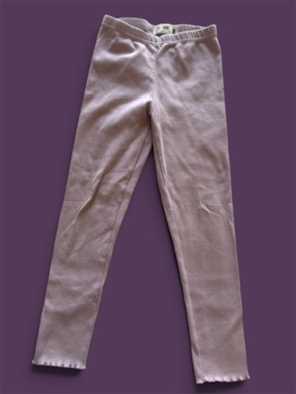 Girls Lilac Australian Cotton Lettuce Hem Leggings Size 8